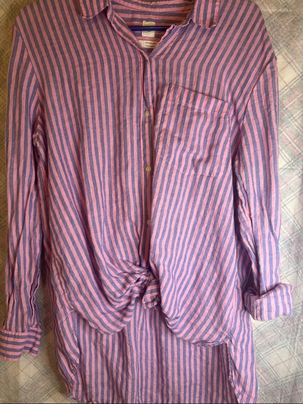 GAP Pink and Blue Striped Button-Down Shirt